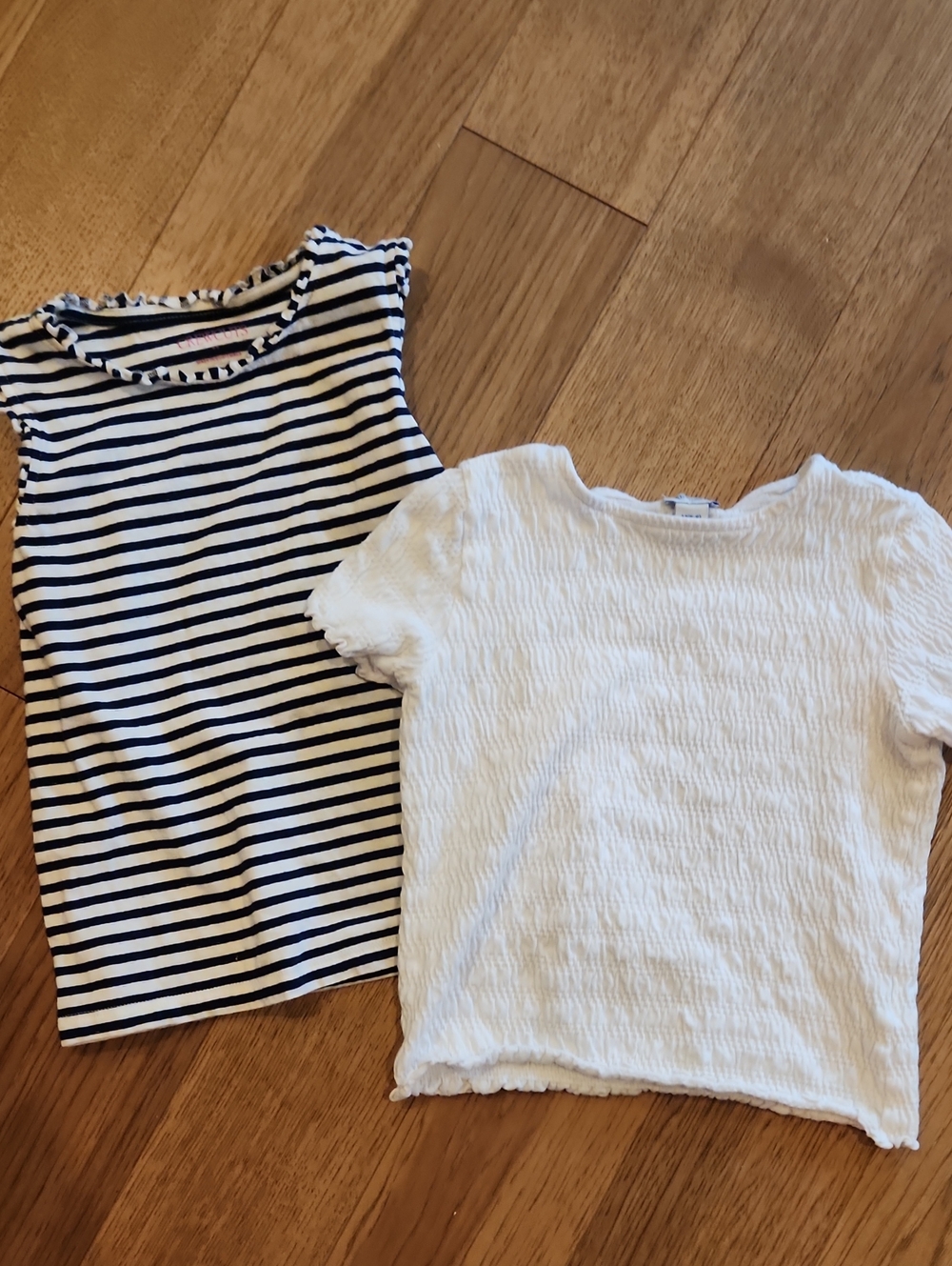Crewcuts Navy & White Striped Tank / White Textured Tee Bundle - Size M